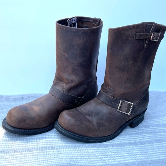 Frye Shoes - Frye Brown Leather Combat Boots